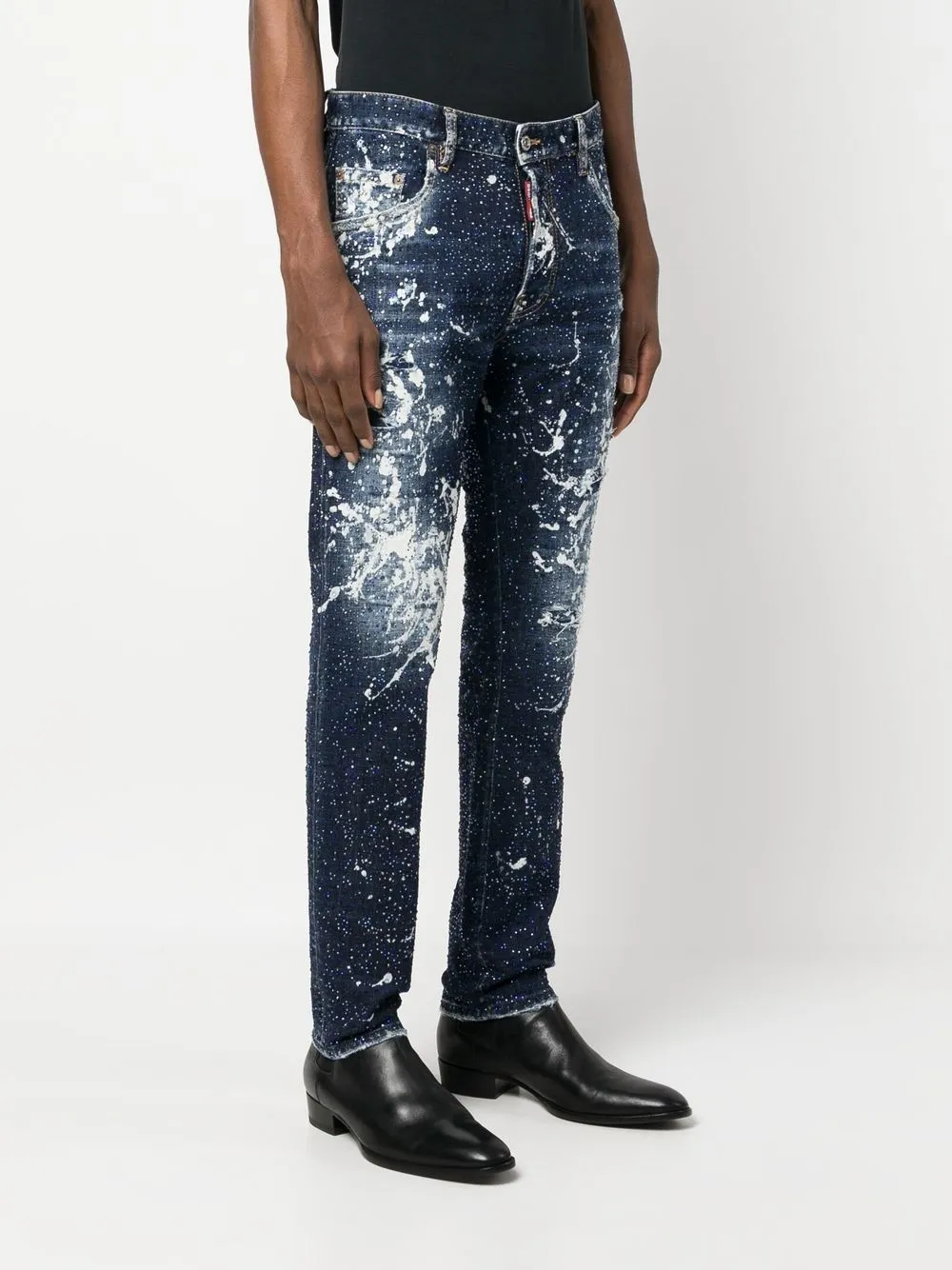 Dsquared2 Paint Splattered Distressed Jeans In Blue