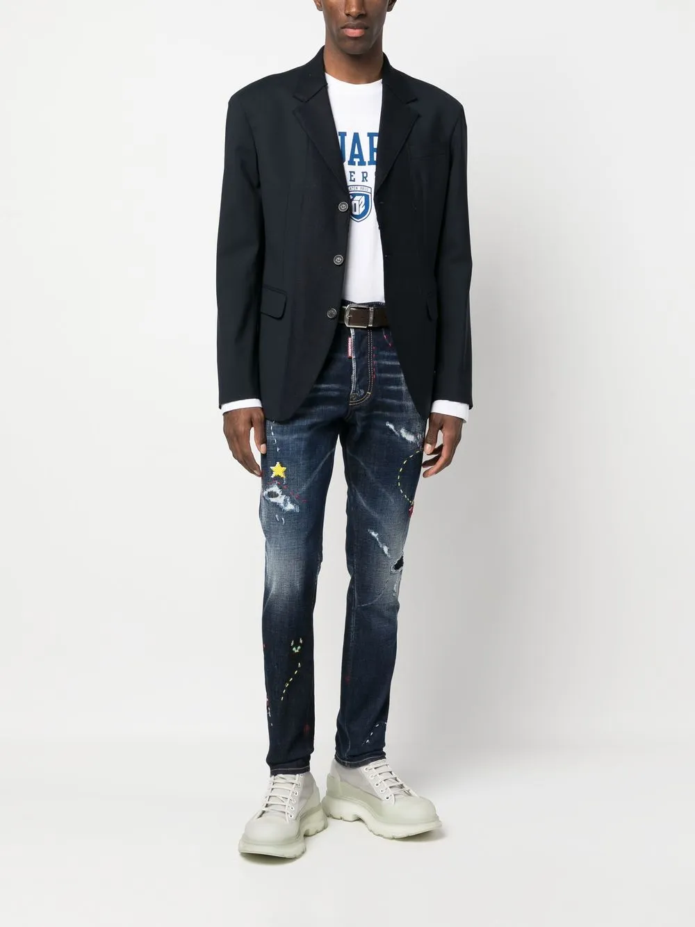 DSQUARED2 illustrated distressed skinny jeans | Skinny Jeans | Image 2