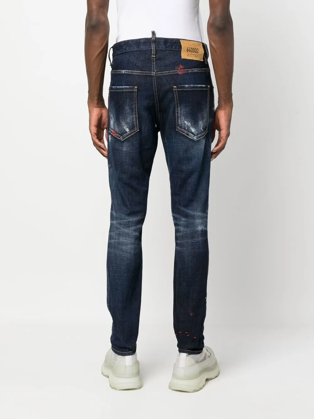 DSQUARED2 skinny jeans con efecto envejecido e ilustracion estampada hombre Algodon Spandex Elastanne Algodon Poliester 44 Azul