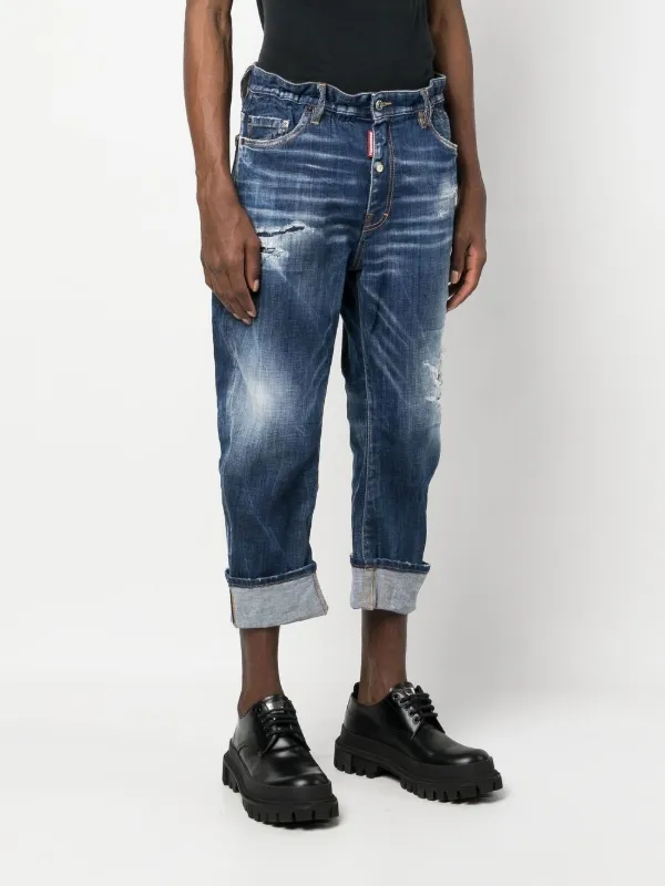 注目ブランド | Jeans Cropped Distressed DSQUARED2 Blue FARFETCH | トップス