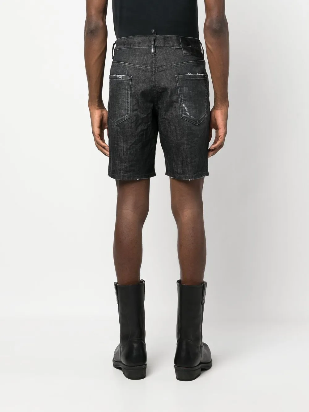 Shop Dsquared2 Distressed Denim Shorts In Schwarz