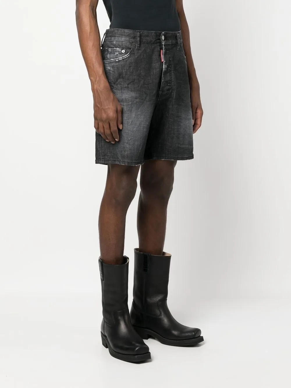 Shop Dsquared2 Distressed Denim Shorts In Schwarz