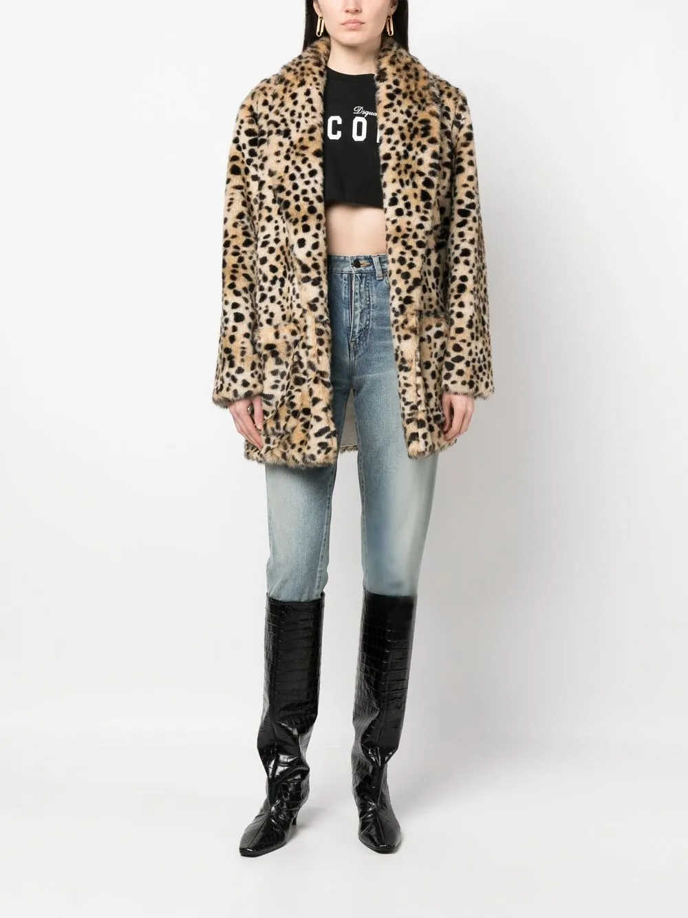 Dsquared2 leopard-print faux fur coat - Beige