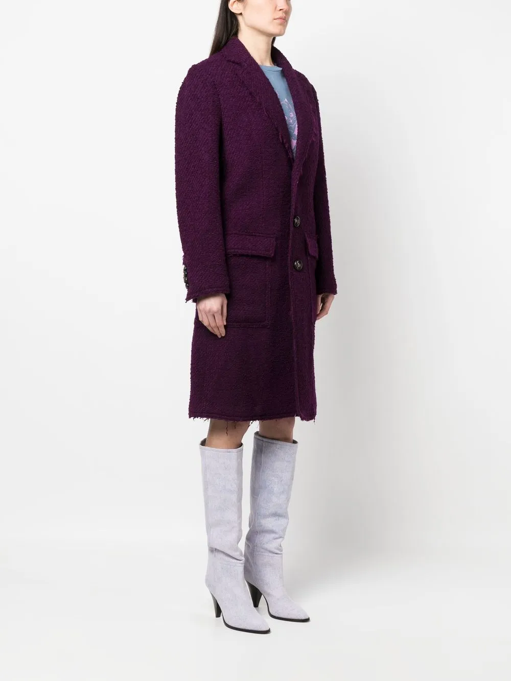  Dsquared2 Abrigo Con Estampado De Leopardo - Morado 
