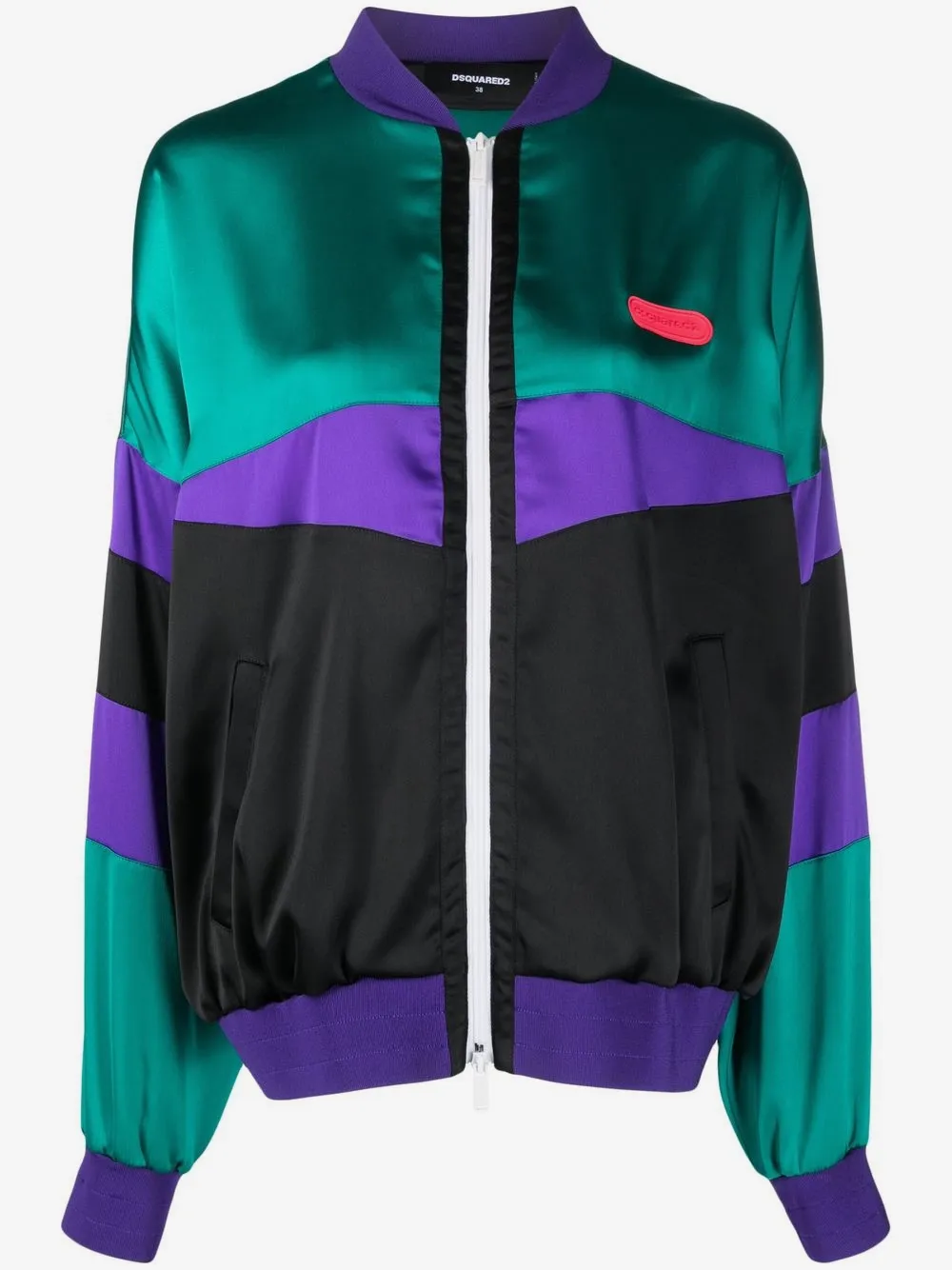 DSQUARED2 컬러 블록 보머 재킷 | 그린 | Image 1