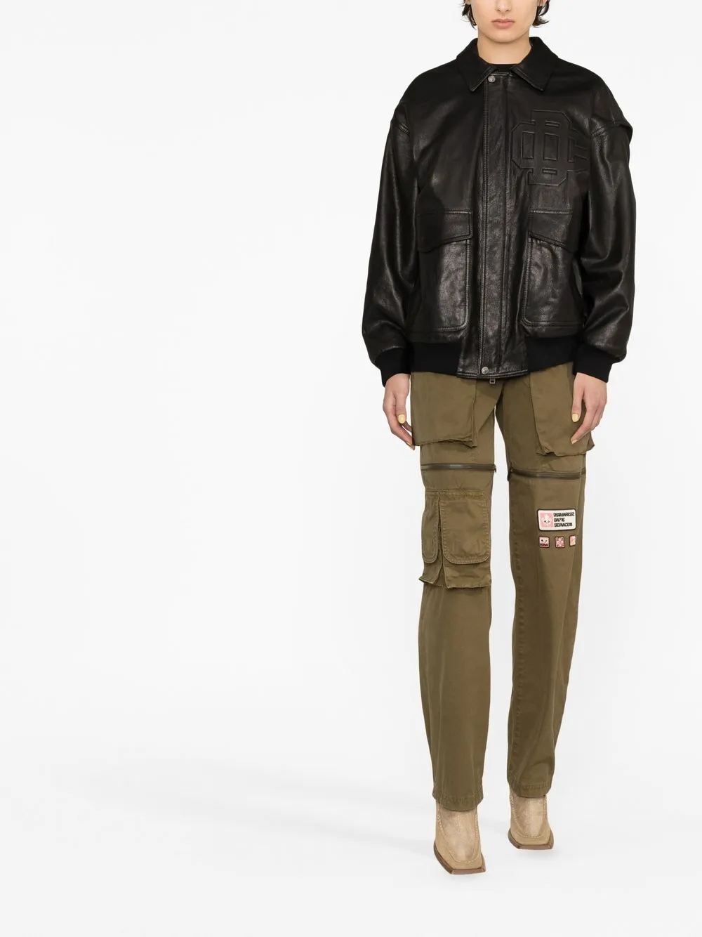 Dsquared2 zipped goatskin bomber jacket - Zwart