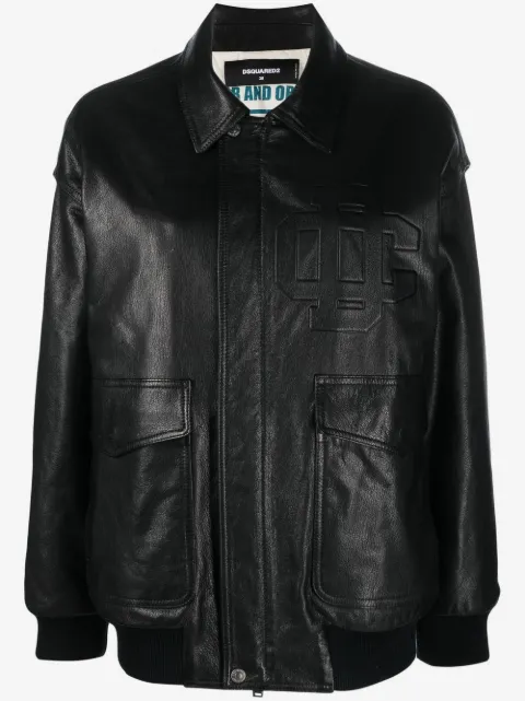DSQUARED2 zipped goatskin bomber jacket
