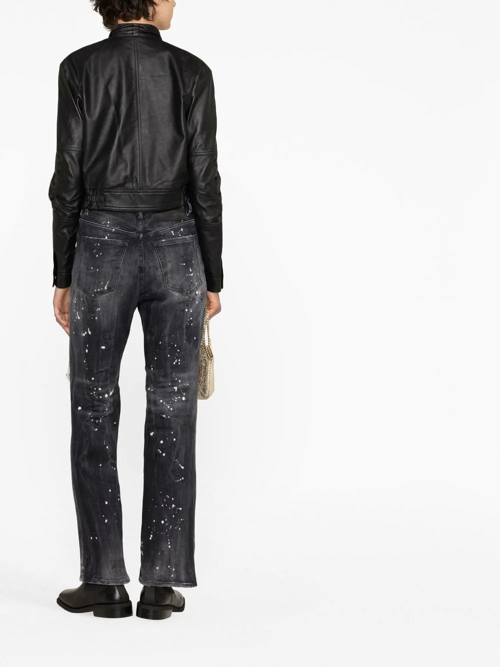 Dsquared2 Black Solid Band Collar Jacket In Black