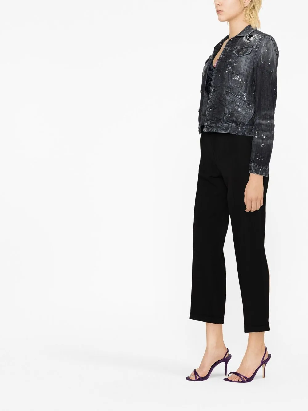 Dsquared2 Distressed Denim Jacket In Black