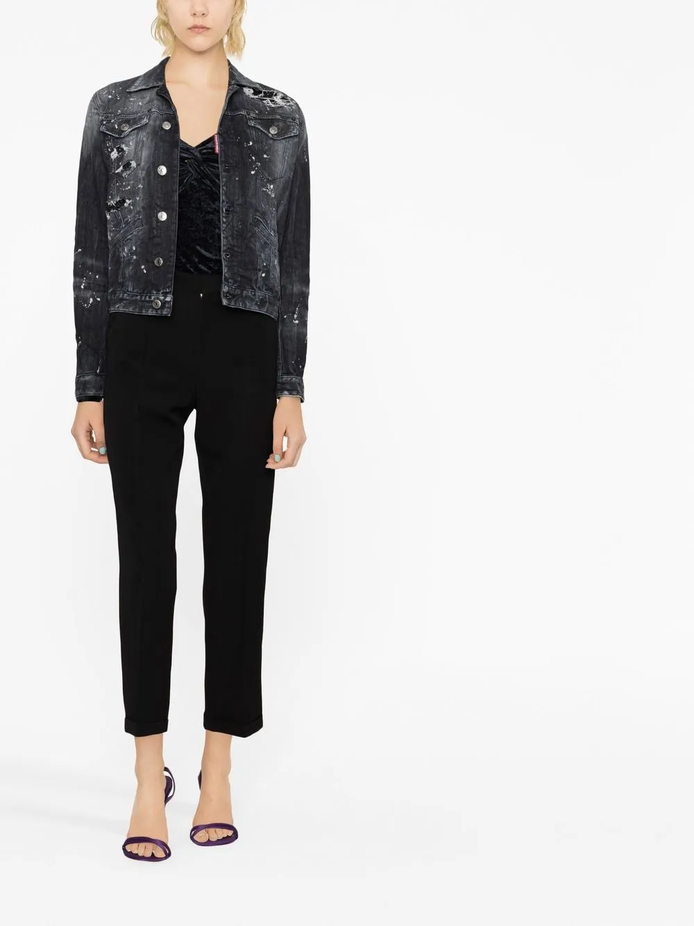 Dsquared2 distressed denim jacket - Zwart