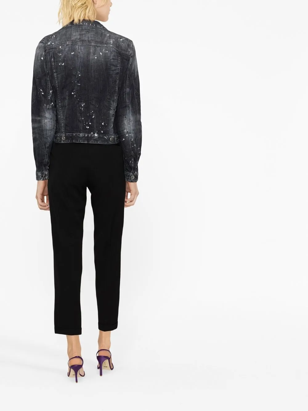 Dsquared2 Distressed Denim Jacket In Black