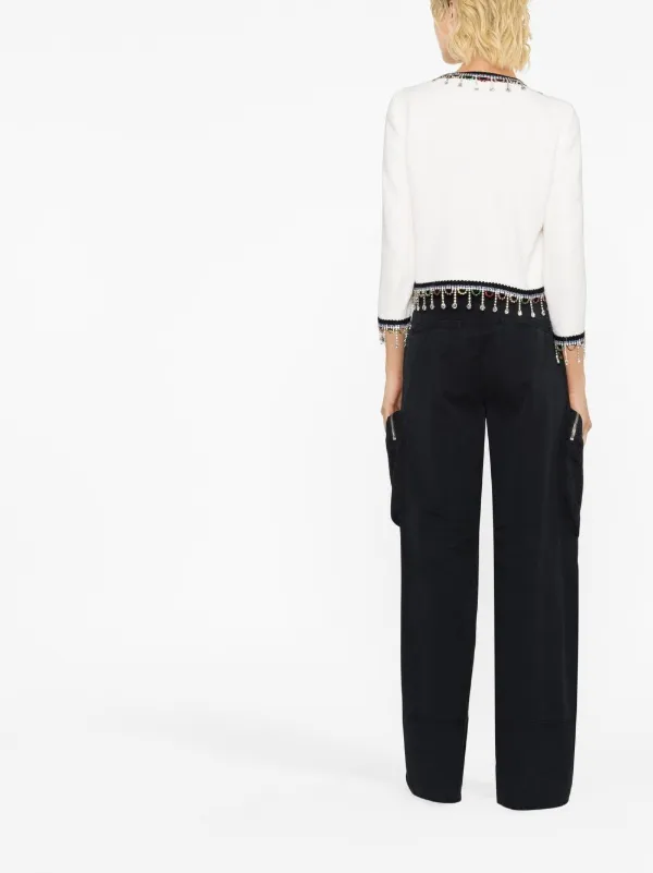 DSQUARED2 ホワイト クロップドジャケット 40 DSQUARED2 crystal-embellished Cropped Jacket | White | FARFETCH ID