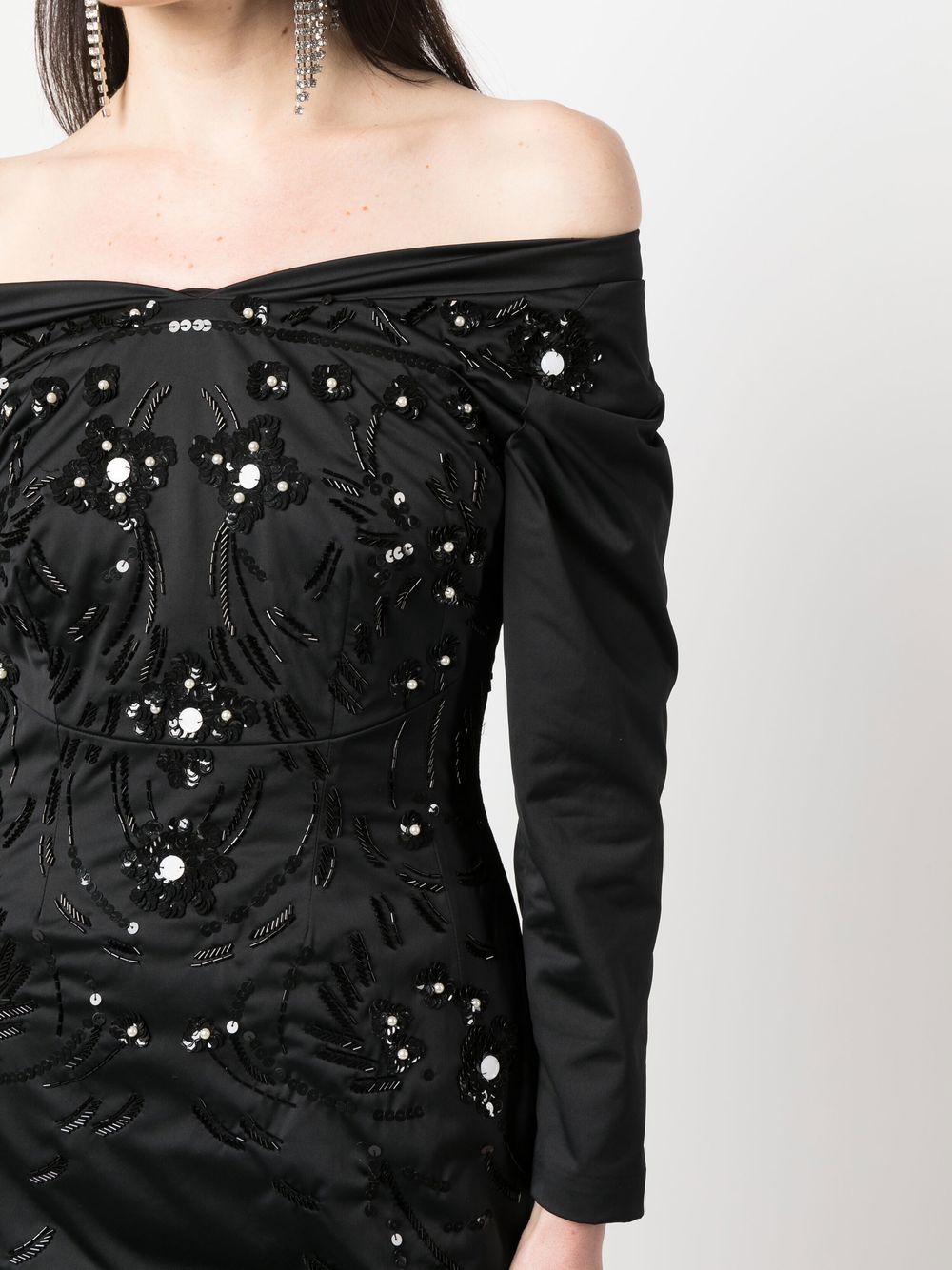 Shop Dsquared2 Embellished Off-shoulder Minidress In Black