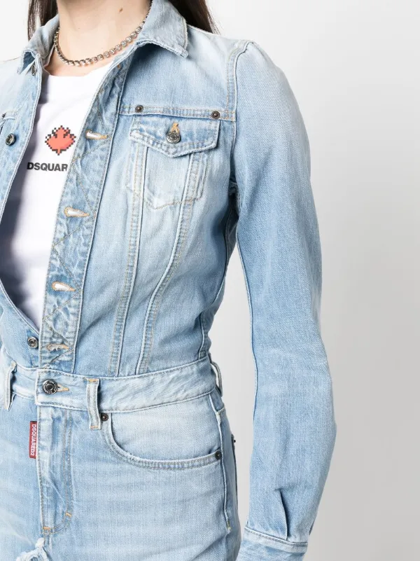 DSQUARED2 Distressed Denim Dress | Blue | FARFETCH JO