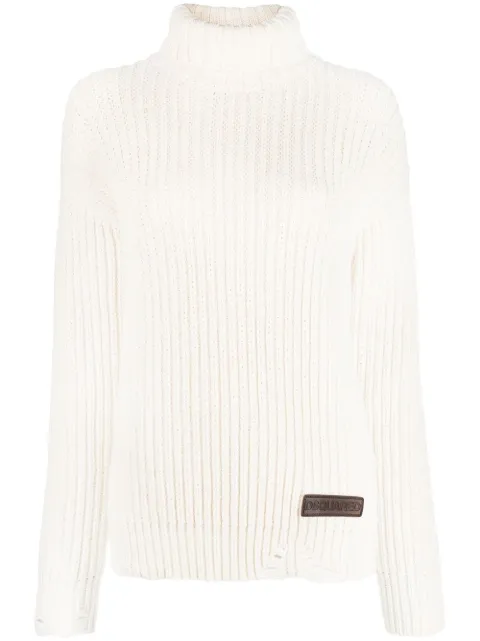 DSQUARED2 distressed roll-neck jumper