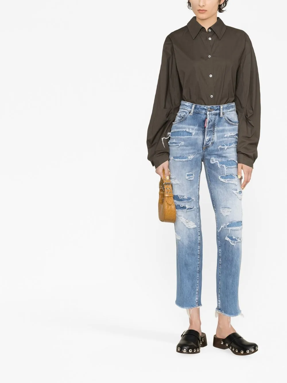 Dsquared2 distressed cropped jeans - Blauw