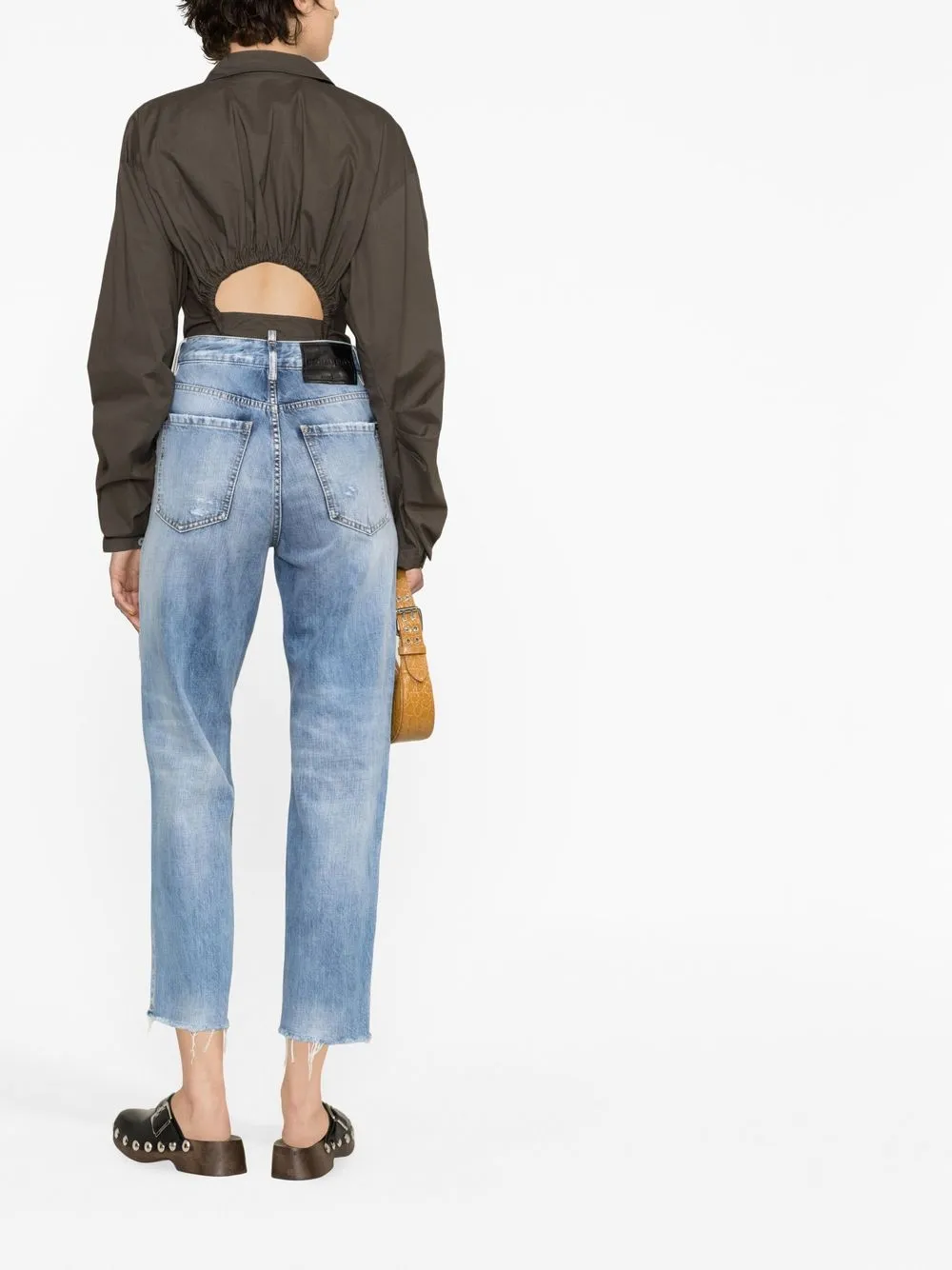 Dsquared2 Distressed Cropped Jeans In Blue