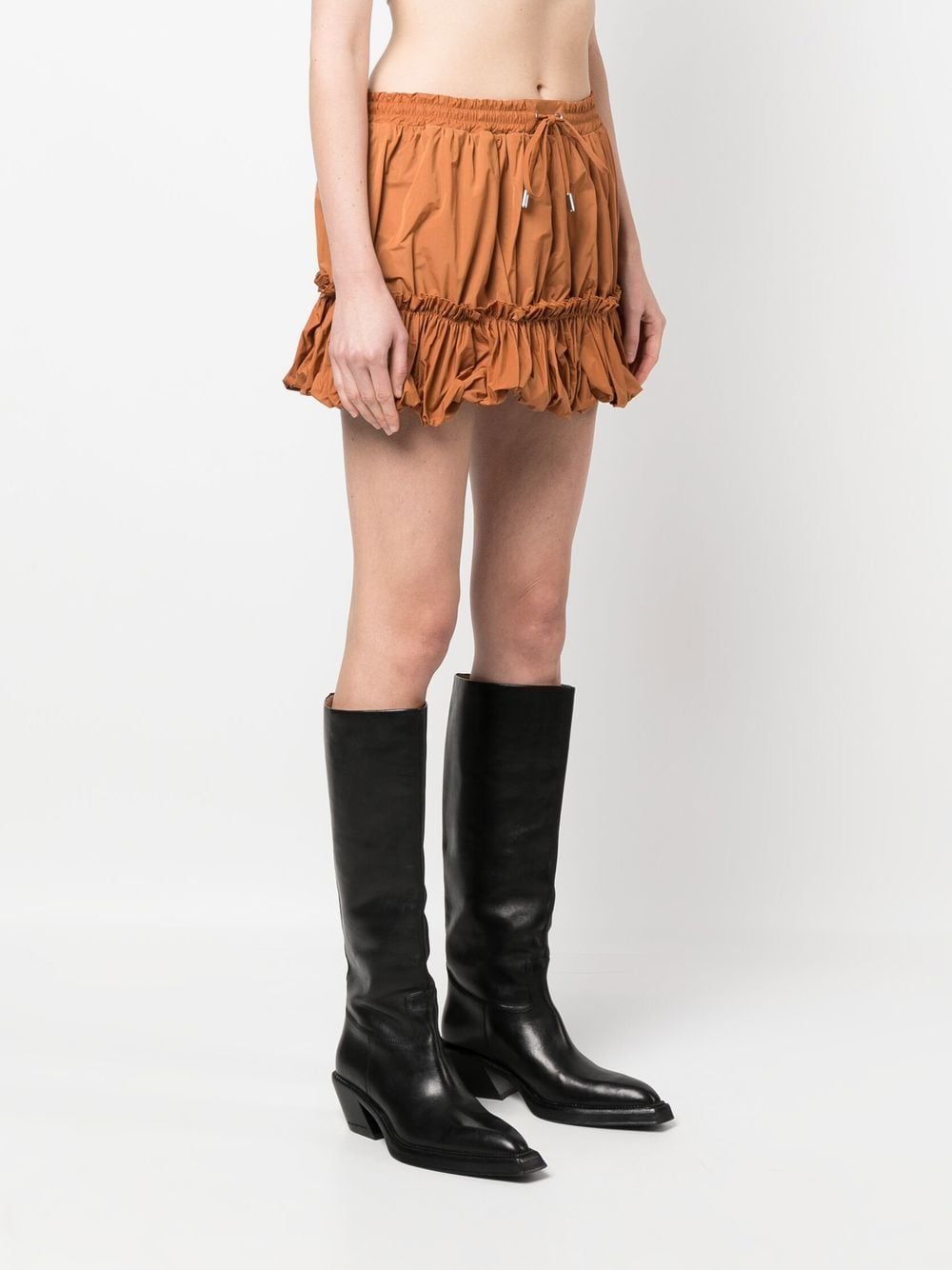 Shop Dsquared2 Pleated Drawstring Miniskirt In Brown