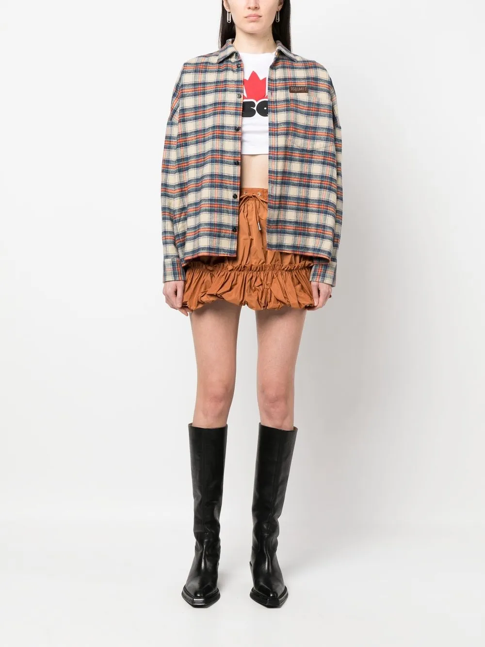 Dsquared2 pleated drawstring miniskirt - Bruin