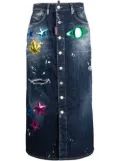 DSQUARED2 distressed patch-detail denim skirt - Blue