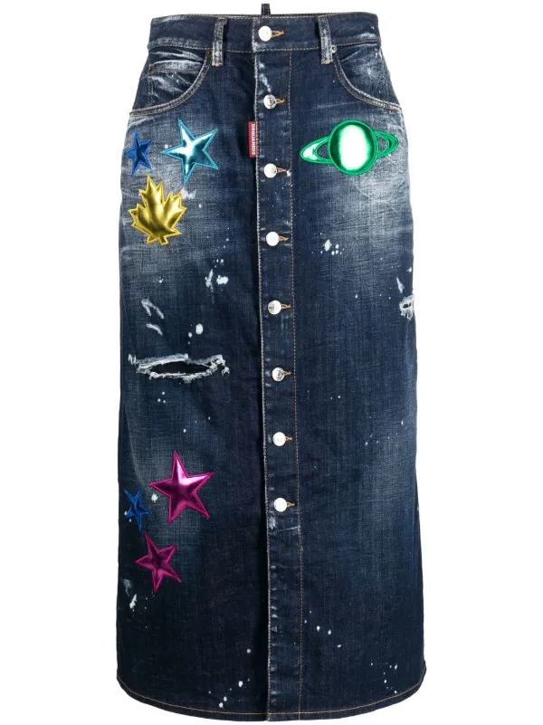 スカート Dsquared2 Stretch Denim Skirt Dsquared2 - Denim skirt black - The Corner
