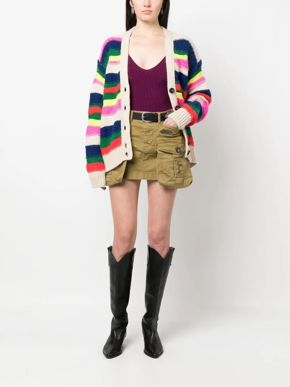 Dsquared2 cargo-pocket cotton miniskirt - Groen