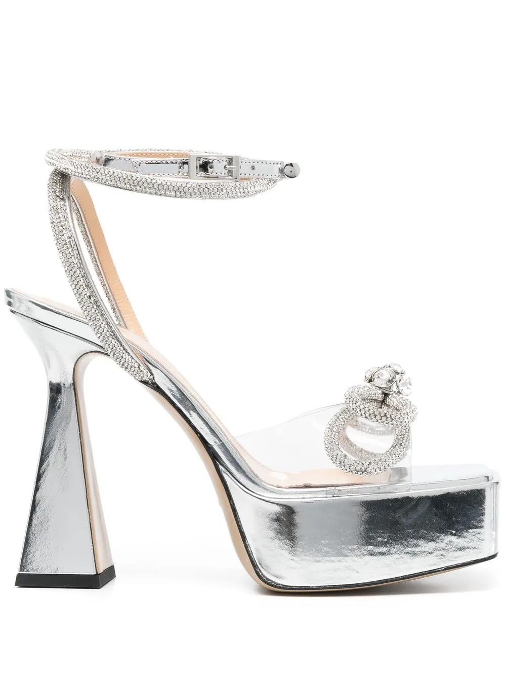 

MACH & MACH bow-appliqué platform sandals - Silver