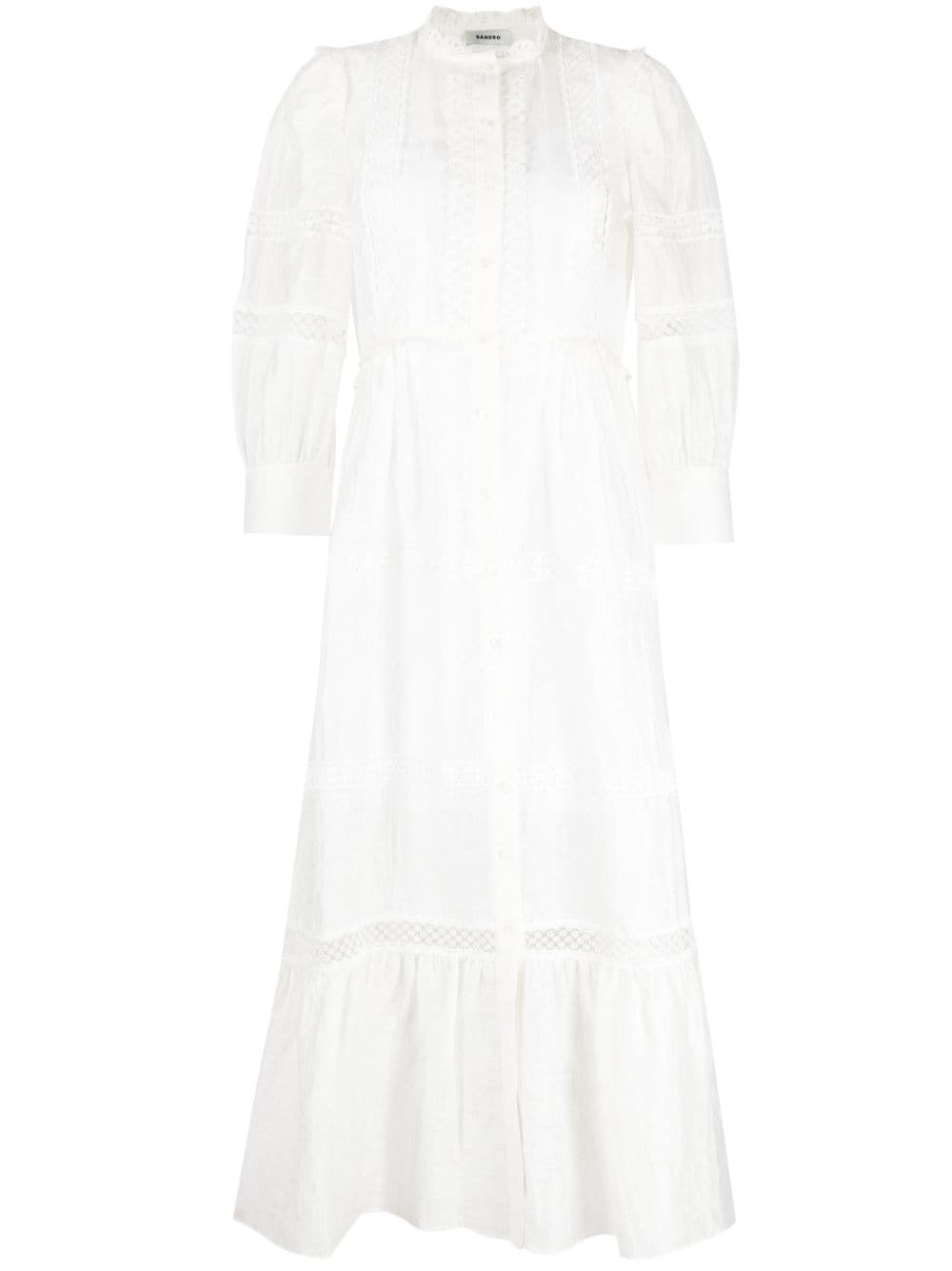 SANDRO lace-detail Midi Dress - Farfetch