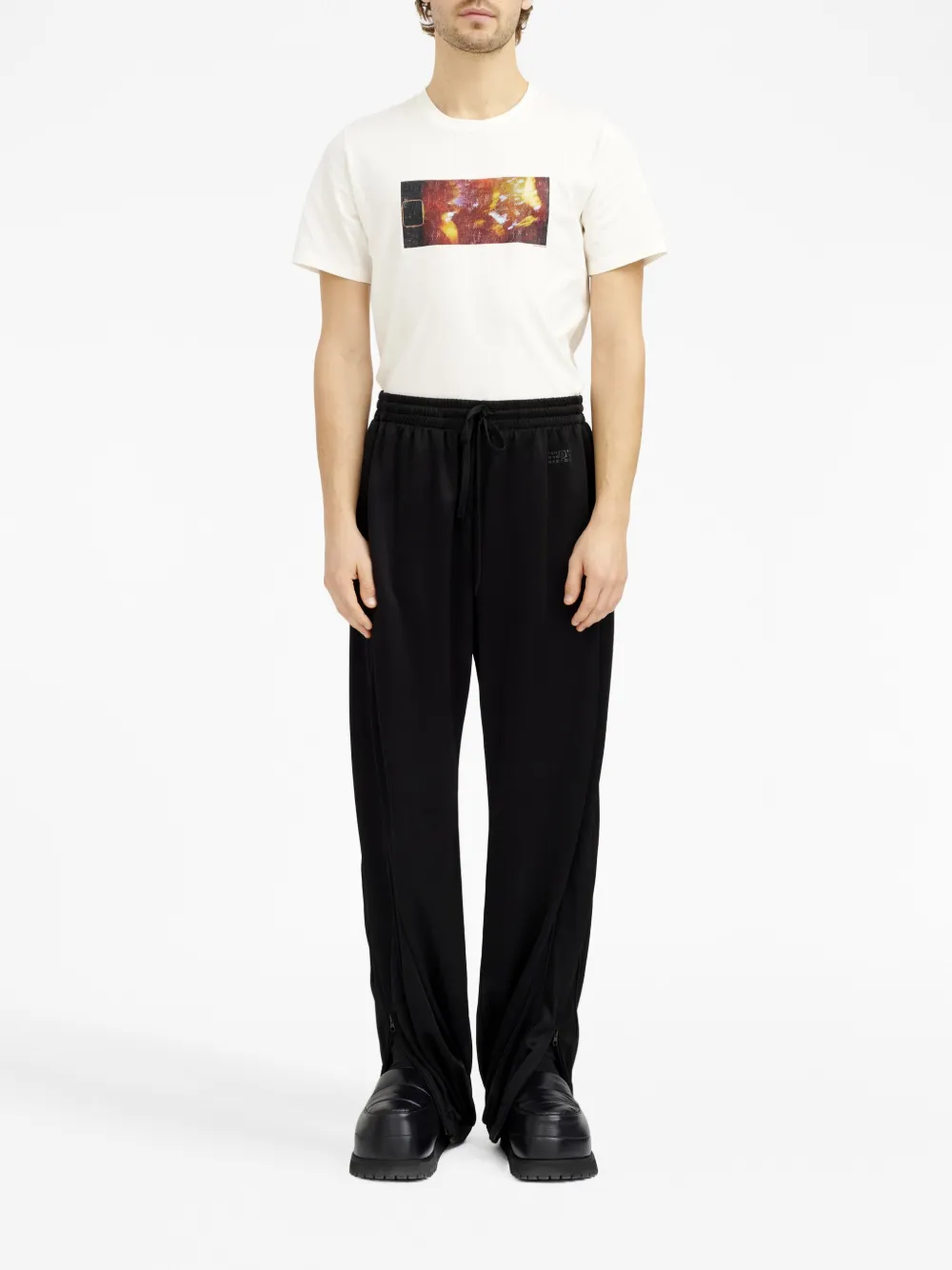 MM6 Maison Margiela logo-print drawstring-waist track pants - Zwart