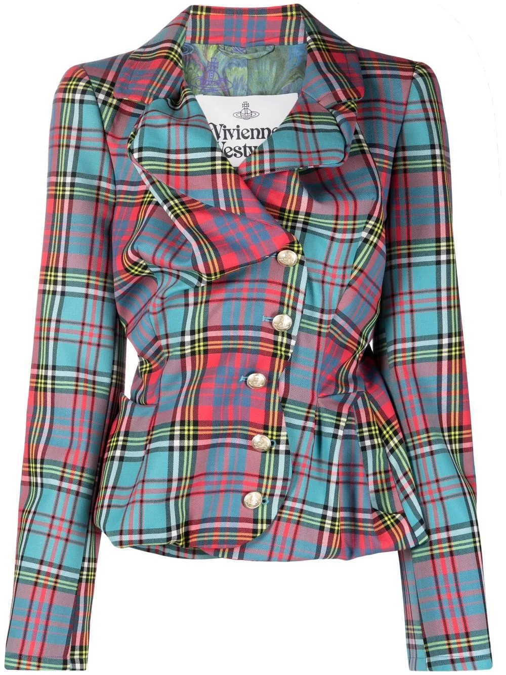 

Vivienne Westwood asymmetric tartan-check jacket - Blue