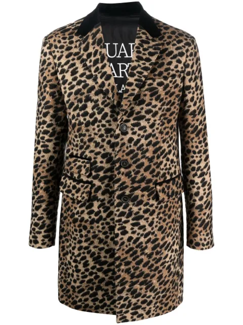 DSQUARED2 leopard-print single-breasted coat