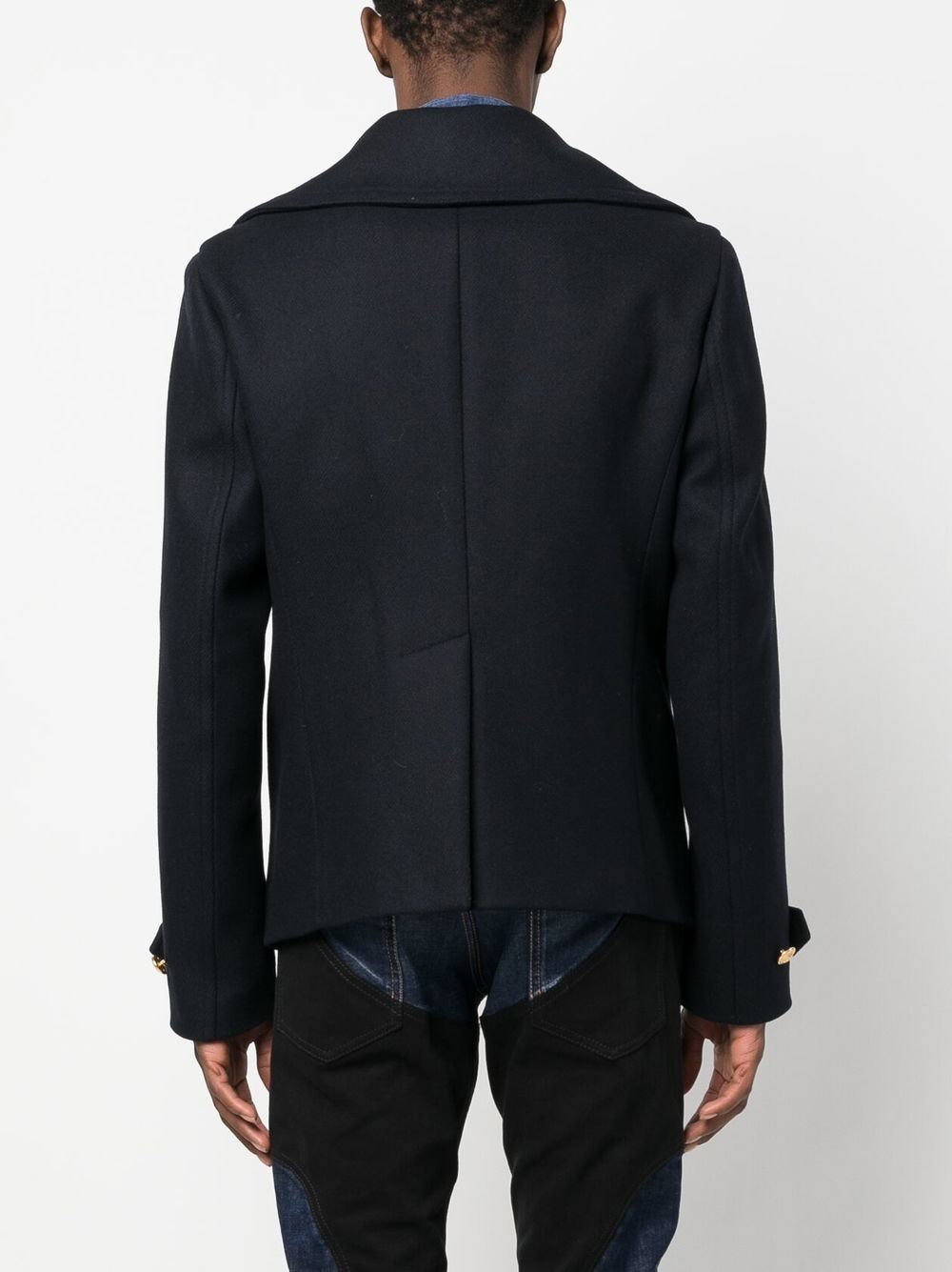 Shop Dsquared2 Double-breasted Wool-blend Peacoat In Blue