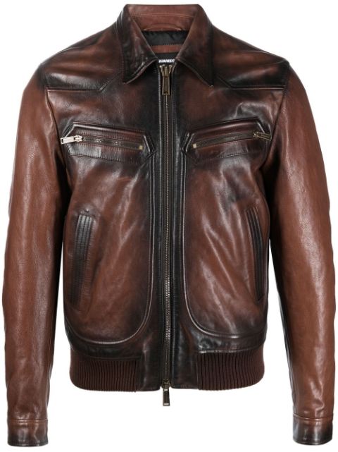 Dsquared2 faded-effect leather jacket