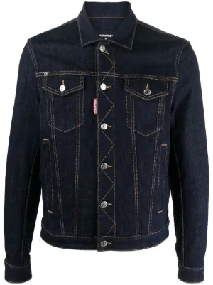 DSQUARED2 DENIM JACKET CLASSIC KENNY SZ 48 NWOT DISTRESSED PATCHED PERFECT!