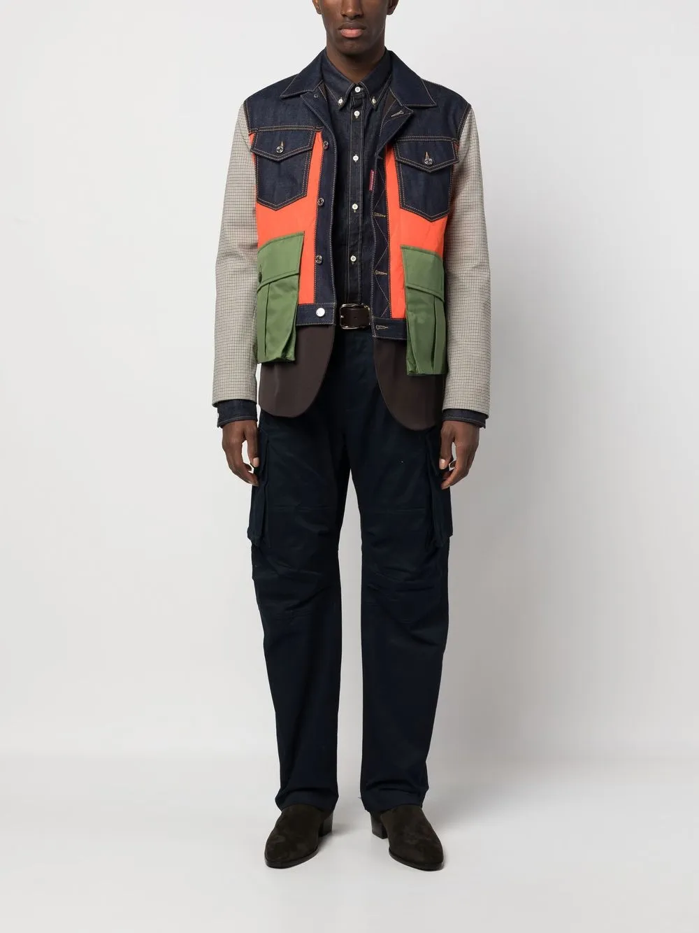 Dsquared2 patchwork buttoned jacket - Blauw