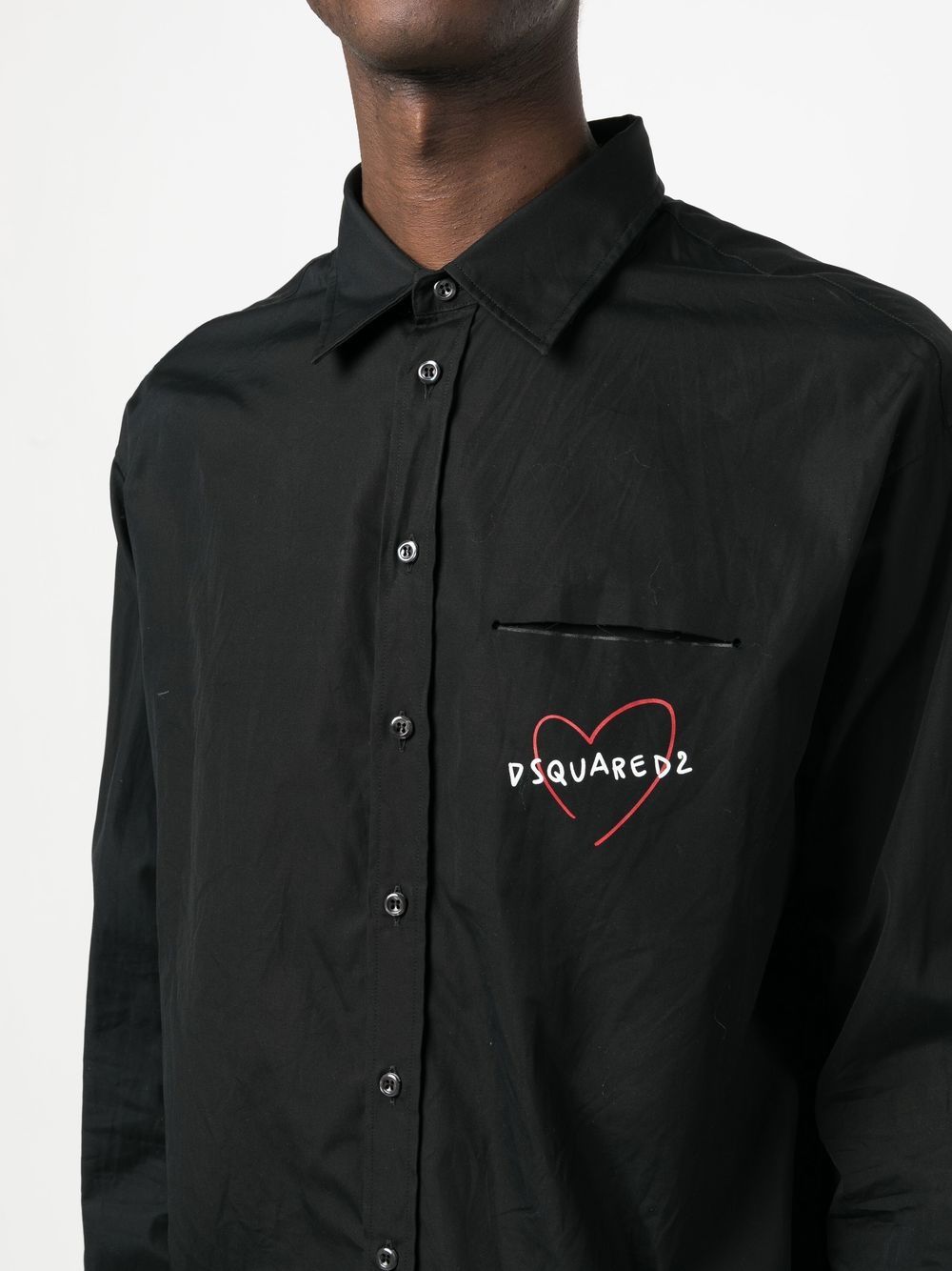 Dsquared2 logo-print button-up shirt Zwart