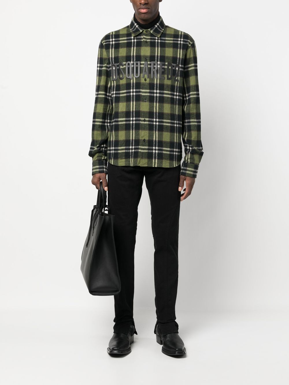 Shop Dsquared2 Plaid-print Flannel Shirt In Green