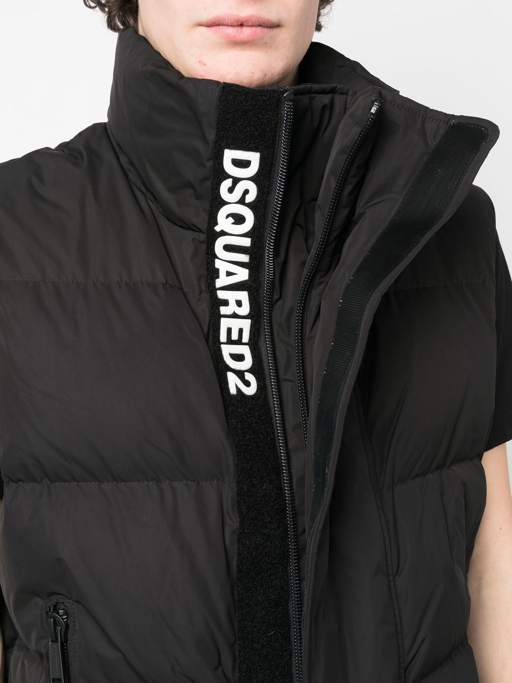 Shop Dsquared2 Funnel-neck Padded Gilet In Schwarz