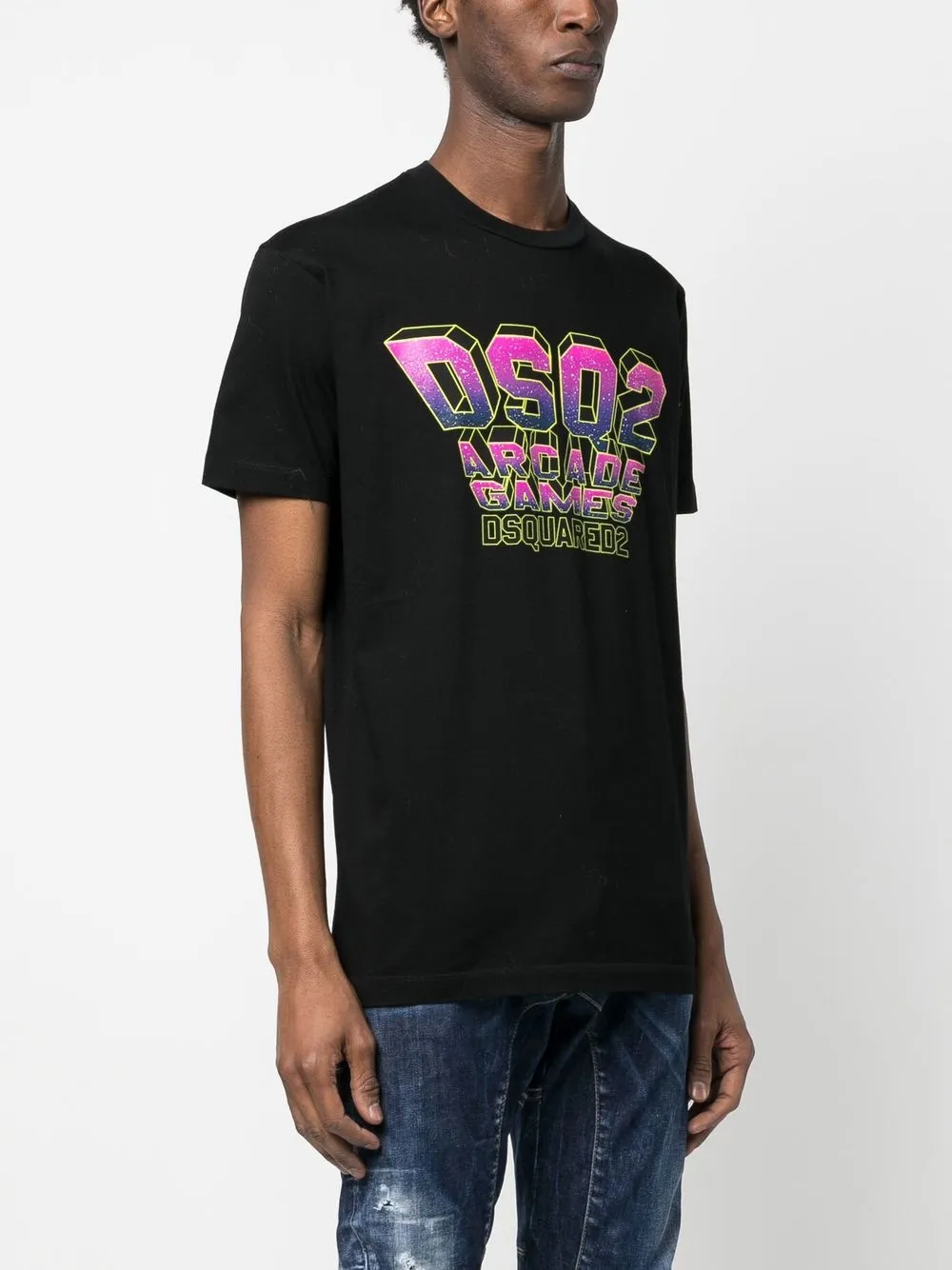 Shop Dsquared2 Graphic-print Cotton T-shirt In Black