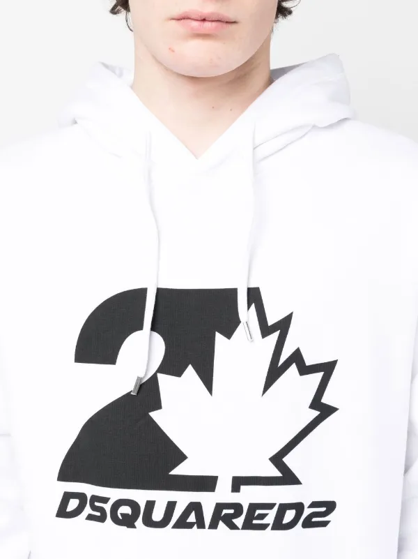 スウェット・トレーナー DSQUARED2 Logo print hoodie White/Black S74GU0664D25002 Dsquared2 - Logo print hoodie White - The Corner