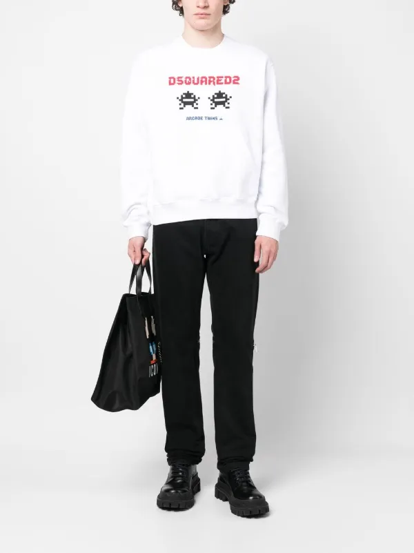 DSQUARED2 Arcade Twins-print Sweatshirt | White | FARFETCH AO