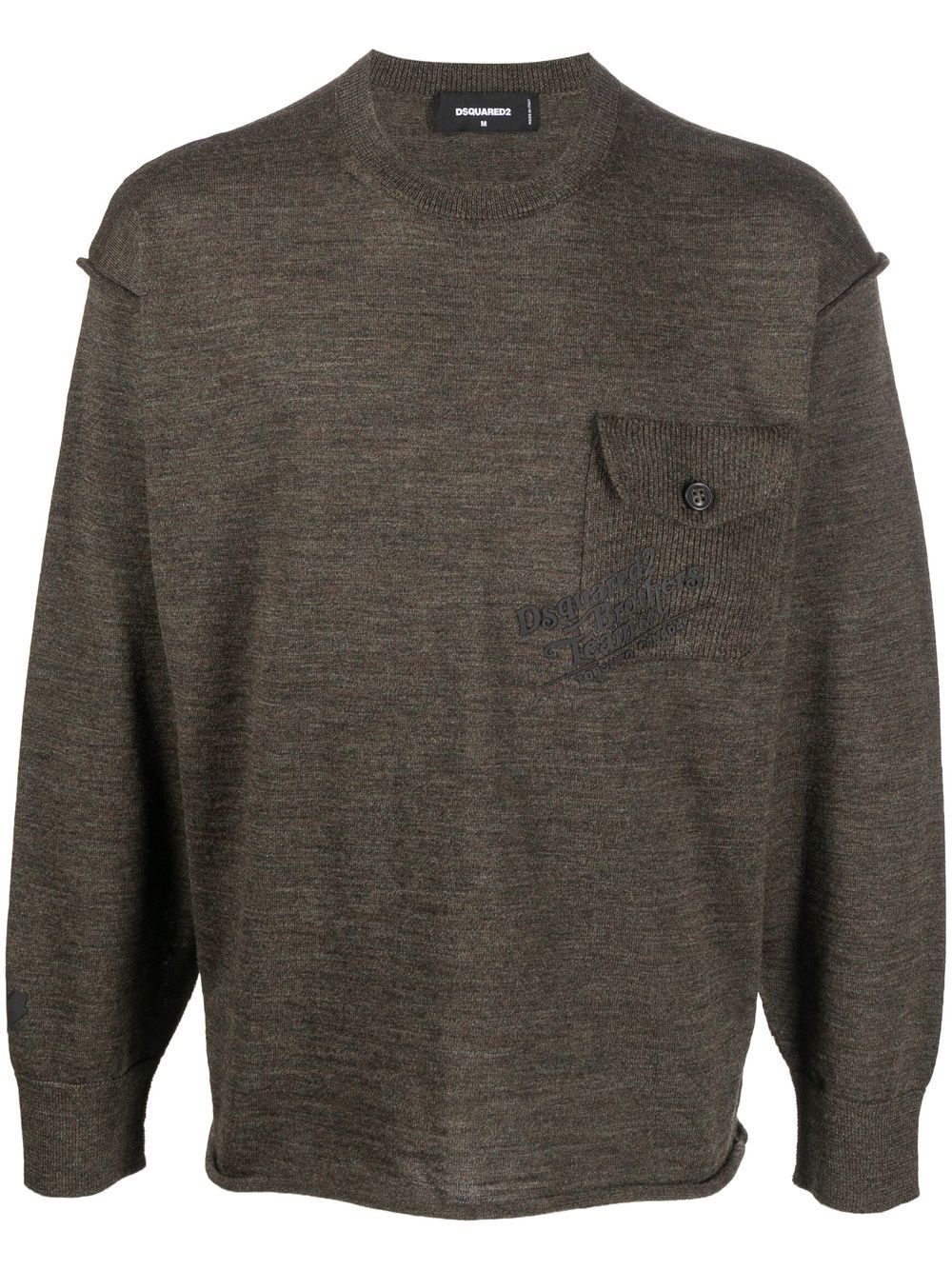 flap pocket crew neck jumper