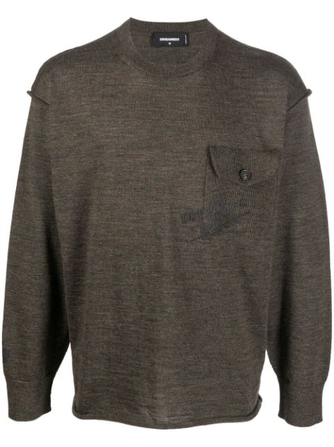 DSQUARED2 flap pocket crew neck jumper Men