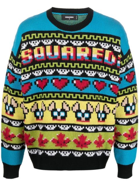 DSQUARED2 jacquard crew neck jumper Men