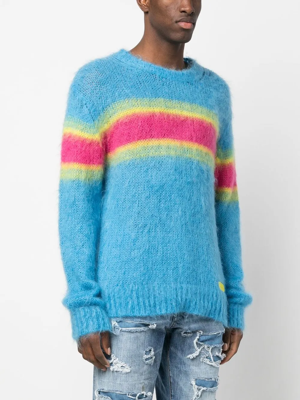 Dsquared2 Gradient Stripe Crew Neck Jumper In Blue