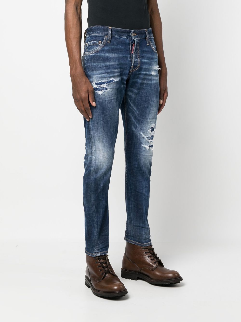 Shop Dsquared2 Slim-fit Distressed-effect Jeans In Blue