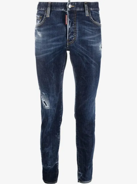 DSQUARED2 仿旧效果修身牛仔裤