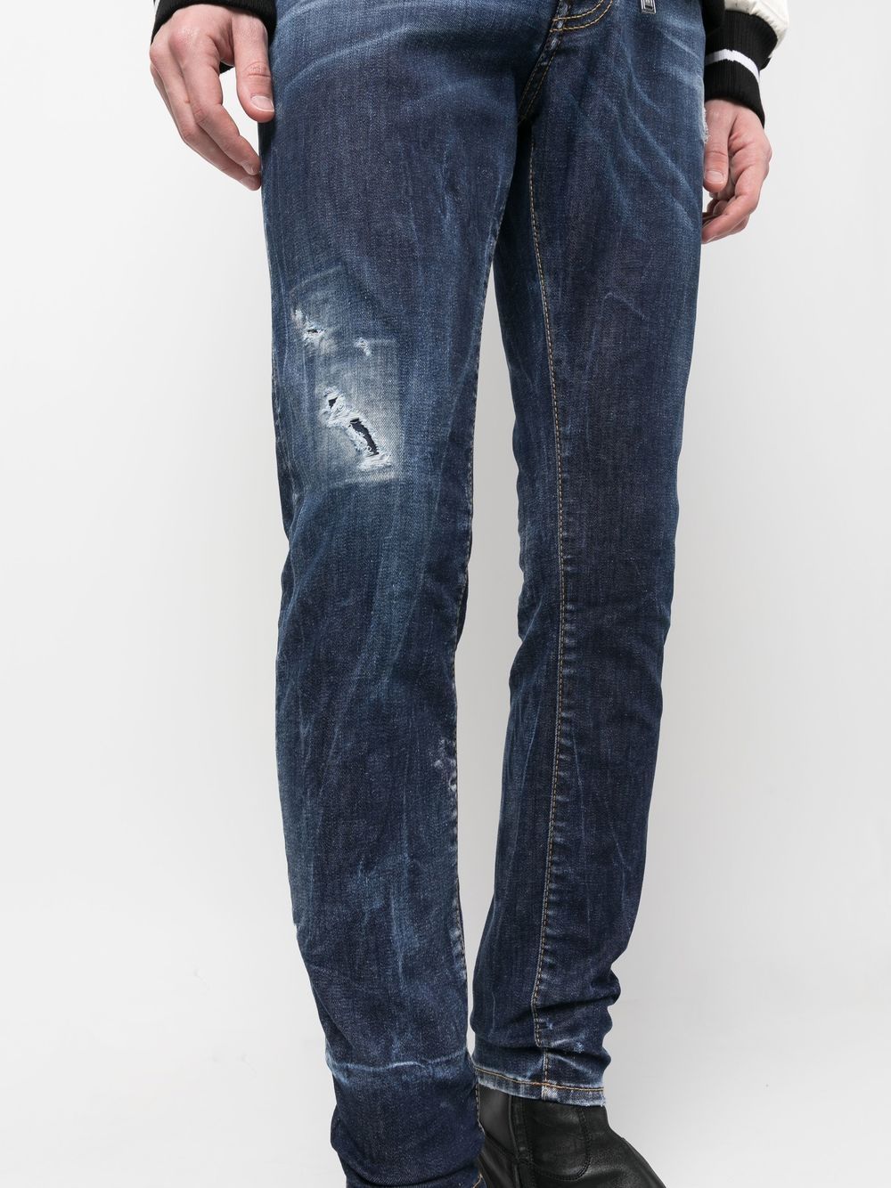 Shop Dsquared2 Slim-fit Distressed-effect Jeans In Blue