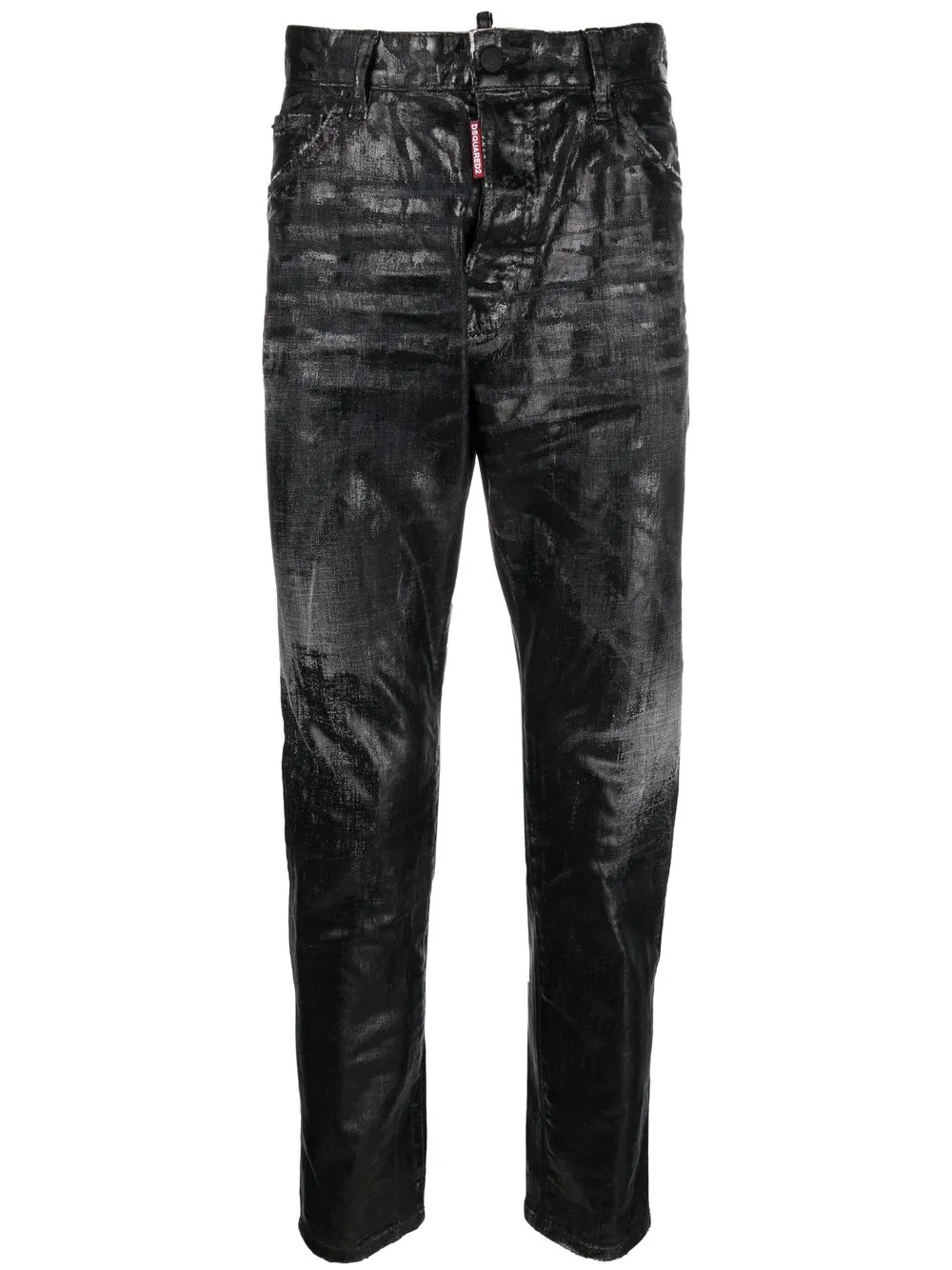 Dsquared2 Coated-finish Slim-fit Jeans In Black