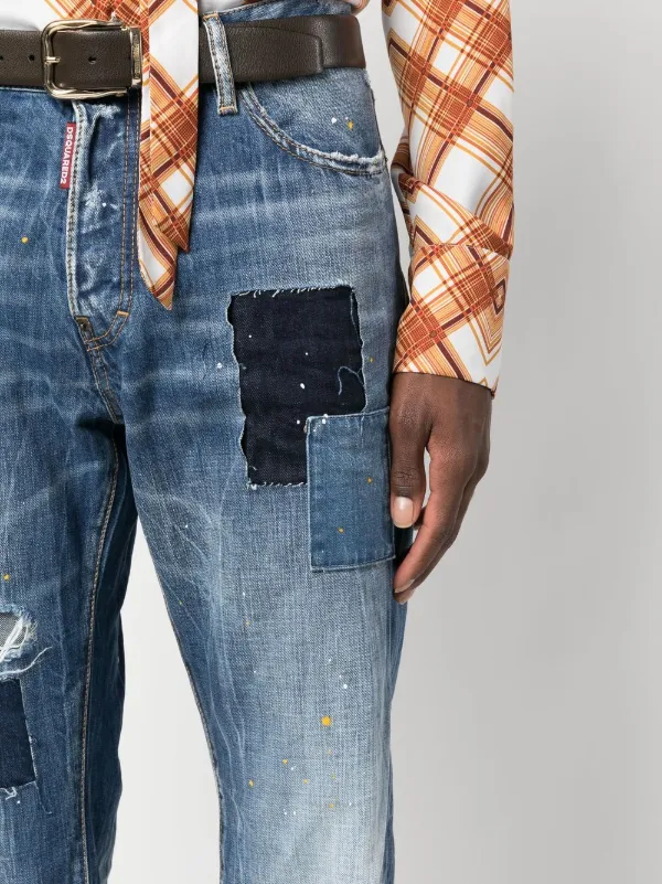 Distressed best sale patchwork jeans